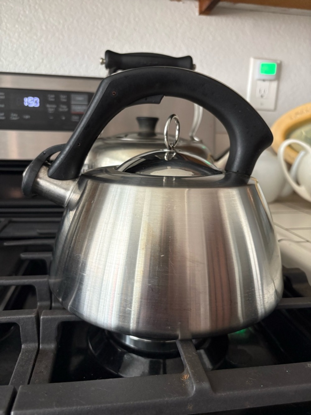 Stainless Steel Whistling Italian Tea Kettle with Black Handle - 2.5L